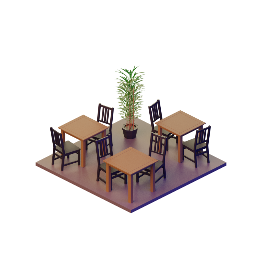 3D Model representation of our in-house Coffee Shop seating area